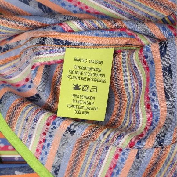 ROBERT GRAHAM Long Sleeve Button Down Shirt Large Hawaiin Multicolor Flip Cuff - Picture 10 of 13